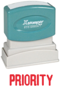 PRIORITY Stock Stamp One-color Stock Stamp Xstamper Stamp Size 1/2” X 1 5/8”. High quality and easy Re-inking with X-Stamper Ink.