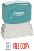 FILE COPY Two Colored  Stock Stamp  Two-color Stock Stamp Xstamper Stamp Size ½” x 1-5/8”. High quality  and easy Re-inking with Xstamper Ink.