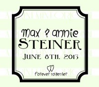 Personalized Name Square Wedding Date custom return address rubber stamp great for stationary, weddings, invitations.
