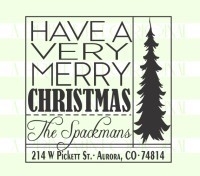 Square Christmas Tree Return Address  self inking and rubber stamps great for cards, gifts, and crafts.