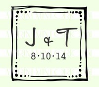 Square Rustic Wedding- Initials and Date stamp custom return address self inking stamp great for stationary, weddings, invitations.