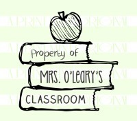 Custom Property Of - School Teacher Name  custom return address rubber stamp and self inking stamp great for music, books, and classrooms.