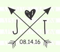 Rustic Crossed Arrows Monogram with Date stamp custom return address self inking stamp great for stationary, cards, invitations.