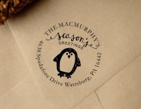 Custom Penguin Christmas Return Address stamp custom return address self inking stamp great for stationary, cards, invitations.