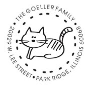Personalized Cat Lover's custom return address rubber stamp great for stationary, weddings, invitations.