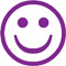 PURPLE HAPPY FACE Stock Stamp  One-color Stock Stamp Xstamper Stamp Size 5/8" Diameter. High quality and easy Re-inking with Xstamper Ink.