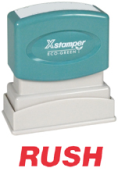 RUSH Stock Stamp  One-color Stock Stamp X-stamper Stamp Size 1/2” X 1 5/8”. High quality and easy Re-inking with Xstamper Ink.