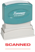 SCANNED Stock Stamp One-color Stock Stamp Xstamper Stamp Size 1/2” X 1 5/8”. High quality  and easy Re-inking with Xstamper Ink.