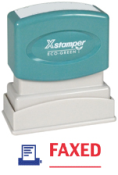 FAXED Two Colored Stock Stamp  Two-color Stock Stamp Xstamper Stamp Size ½” x 1-5/8”. High quality  and easy Re-inking with Xstamper Ink.