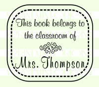 Teacher Name  Stamp - Little School Days Custom Book Stamp