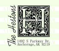 Monogram Last Name Return Address Wedding Stamp 