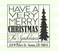 Square Christmas Tree Return Address Stamp 