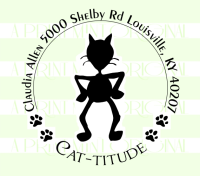 Cat-titude Round cat-lovers return address 