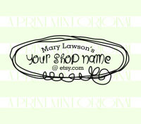 Doodle Business Card Stamp Logo- Custom Etsy Shop Stamp