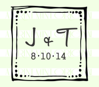 Square Rustic Wedding- Initials and Date- Stamp