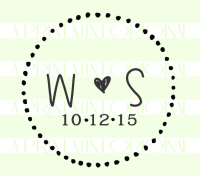 Custom Wedding Stamp, rustic and round- Initials Self inking or Rubber Stamp 