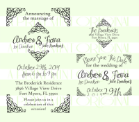 Wedding Invitation Stamp, Save the date stamp, return address Set Rubber Stamp 