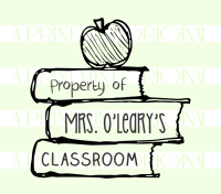 Custom Property Of  - School Teacher Name - Book  Stack Stamp 