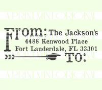 Custom Return Address Stamp, Distressed Rustic Arrow  Stamp