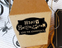 Happy Halloween Stamp- Custom Rustic Halloween, Halloween Gift Tag Stamp 