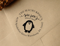 Christmas Return Address Stamp  Custom Penguin Stamp