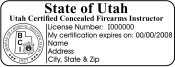 Certified Concealed Firearms Instructor Seal Stamp. This high quality Pre-Inked stamp meets Utah BCI laws and requirements. Maxlight Stamp.