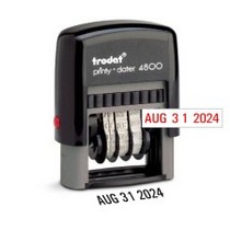 Line Dater Self Inking Trodat 1/8" Inch  self inking date stamp.  Most commonly used date size with the size of Text is 5/32", Seamless Continuous band. Guaranteed high quality products.