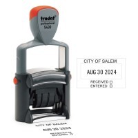 Small  1 Line  on Top and 2 lines on Bottom- Trodat Dater Stamp  custom text date month year self inking stamp Trodat stamp and X-Stamper. High quality custom date machine and stamper.