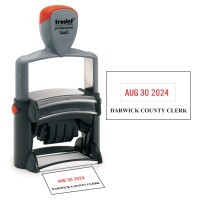 Medium Custom 1 Line of Text on Bottom - Dater Stamp custom text date month year self inking stamp Trodat stamp and X-Stamper. High quality custom date machine and stamper.