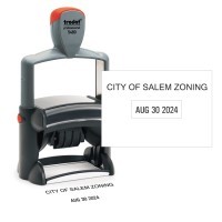 Large Custom 1 line Text on Top Dater Stamp custom text date month year self inking stamp Trodat stamp and X-Stamper. High quality custom date machine and stamper.