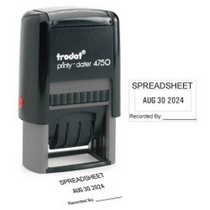 4750 Trodat Printy Custom Text  Dater Stamp 1 x 1 5/8 custom text date month year self inking stamp Trodat stamp and X-Stamper. High quality custom date machine and stamper.