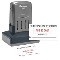 Medium Custom 1 Line of Text on Top 2 Lines Bottom - X-Stamper Dater Stamp custom text date month year self inking stamp Trodat stamp and X-Stamper. High quality custom date machine and stamper.
