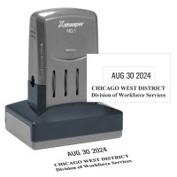 Medium 2 Lines of Text Bottom - X-Stamper Date Stamp  custom text date month year self inking stamp Trodat stamp and X-Stamper. High quality custom date machine and stamper.