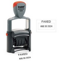 Faxed Stock Stamp Trodat 5430 Date Stamp 1 x 1 5/8 custom text date month year self inking stamp Trodat stamp and X-Stamper. High quality custom date machine and stamper.