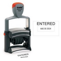 Entered Date Stamp Medium Trodat 5460 1 1/4" by 2 1/8" custom text date month year self inking stamp Trodat stamp. High quality custom date machine and stamper.