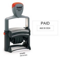 Paid Date Stamp Medium Trodat 5460 1 1/4" by 2 1/8" custom text date month year self inking stamp Trodat stamp. High quality custom date machine and stamper.