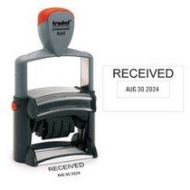 Received Stock Date Stamp Medium Trodat 5460 1 1/4" by 2 1/8" custom text date month year self inking stamp Trodat stamp. High quality custom date machine and stamper.