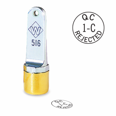 Design your own QC reject, neoprene inspection stamp. Order a round inspection stamp they are custom made in the USA and ship in 1-3 business days.