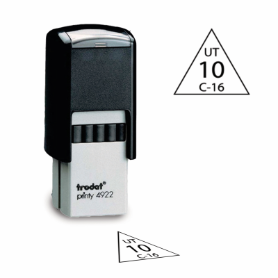 Design your own Triangle inspection stamp. Order a round inspection stamp they are custom made in the USA and ship in 1-3 business days.