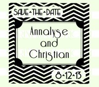Chevron Save-The-Date- custom return address traditional rubber stamp great for stationary, weddings, invitations.