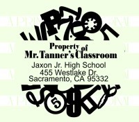 Teacher Property of Stamp Numbers custom return address rubber stamp great for stationary, weddings, invitations.