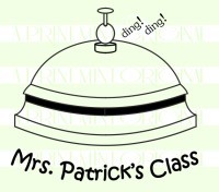 Custom Teacher School Bell Property stamp custom return address self inking stamp great for stationary, weddings, invitations.