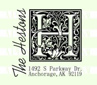 Monogram Last Name Return Address - Wedding custom return address rubber stamp great for stationary, weddings, invitations.