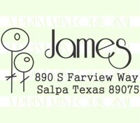 Custom Flower Name Return Address  stamp custom return address self inking stamp great for stationary, weddings, invitations.