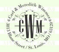 Round Monogram Address Stamp-  stamp custom return address self inking stamp great for stationary, weddings, invitations.