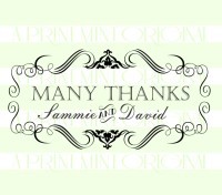 Custom Name Thank You Wedding custom return address rubber stamp great for stationary, weddings, invitations.