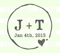 Square Rustic Wedding- Initials and Date custom return address rubber stamp great for stationary, weddings, invitations.