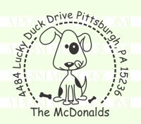 Puppy Dog Custom Return Address custom rubber stamp great for stationary, weddings, invitations.