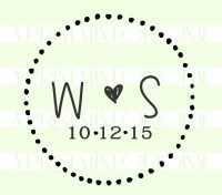 Custom Wedding, rustic and round- Initials stamp custom return address self inking stamp great for stationary, cards, invitations.