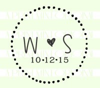 Custom Wedding, rustic and round- Initials custom return address rubber stamp great for stationary, weddings, invitations.